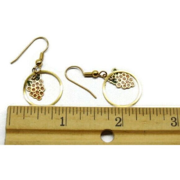 Strawberries Gold Tone Vertical Drop Dangle Hook Earrings Womans - Picture 4 of 5